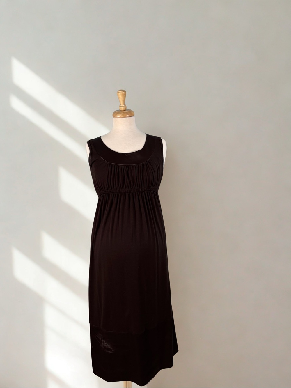 Maternal America Brown Espresso Midi Dress With Satin Trim